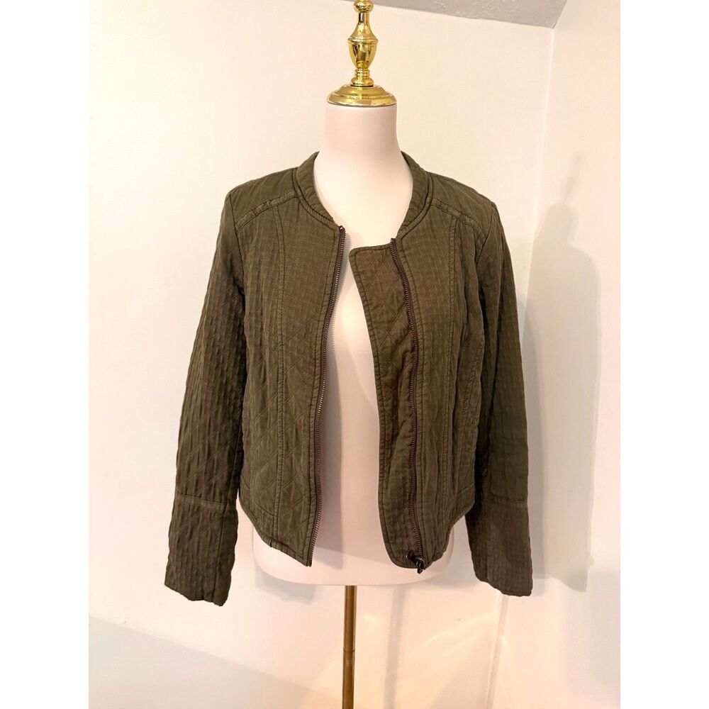 Anthropologie Hei Hei Olive Green Quilted Riding Bomber Jacket Size S